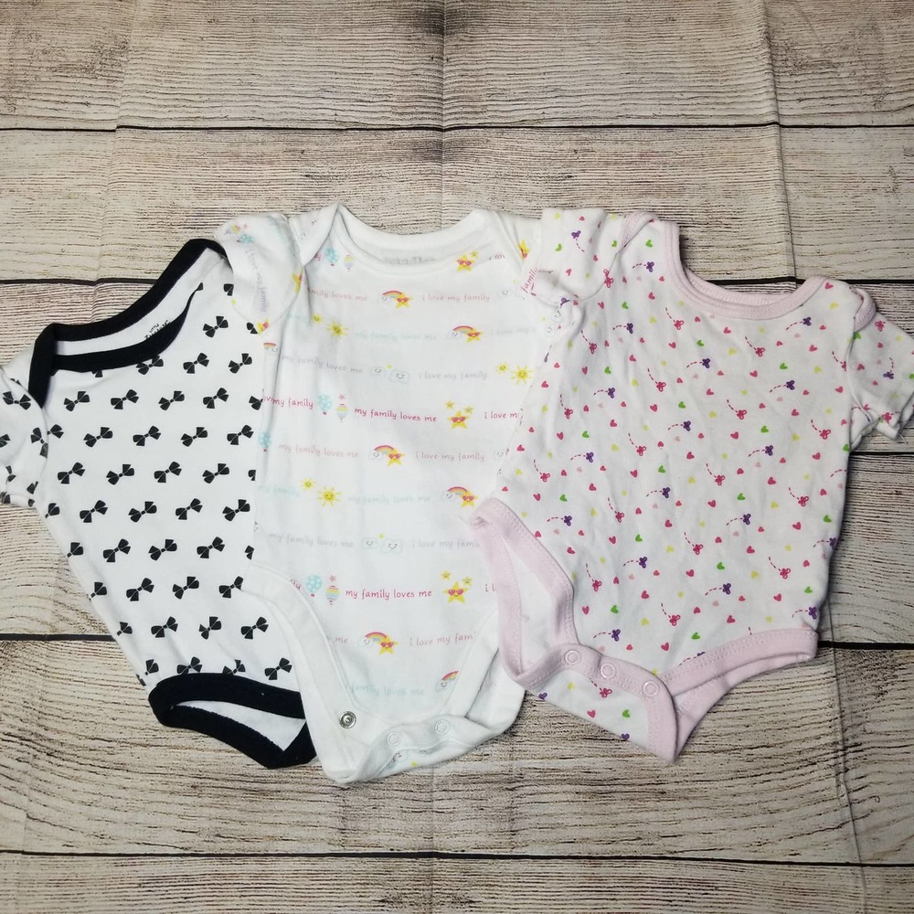 BUNDLE of 3 girls 0-3M onesies